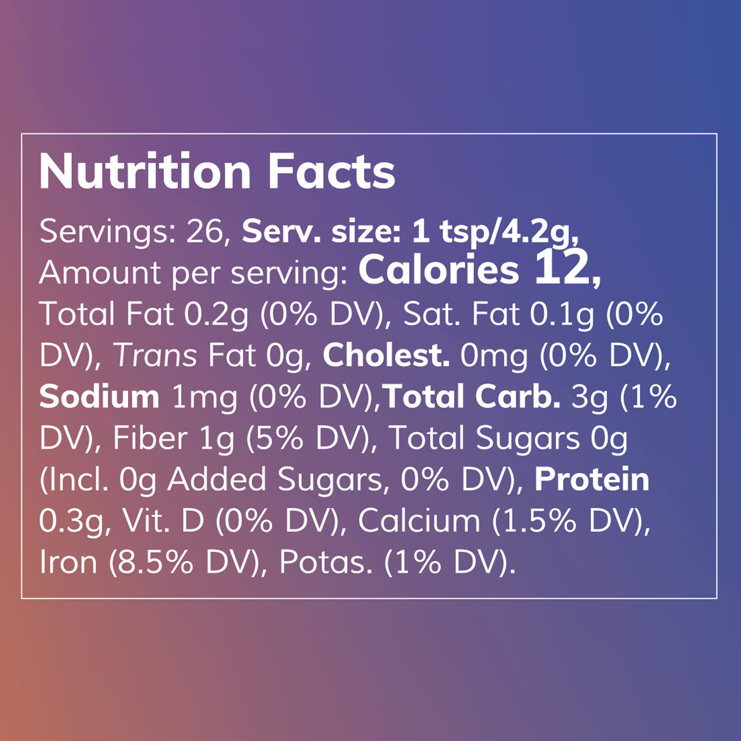 Organic Golden Turmeric Chai Superfood Powder from TEALEAVES Nutrition facts