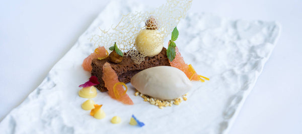 flourless hazelnut cake with nutcracker ice cream 