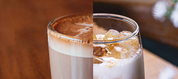 nutrient-dense superfood mocha latte with dandelion root, moringa leaf, wheatgrass and cocao tea latte 