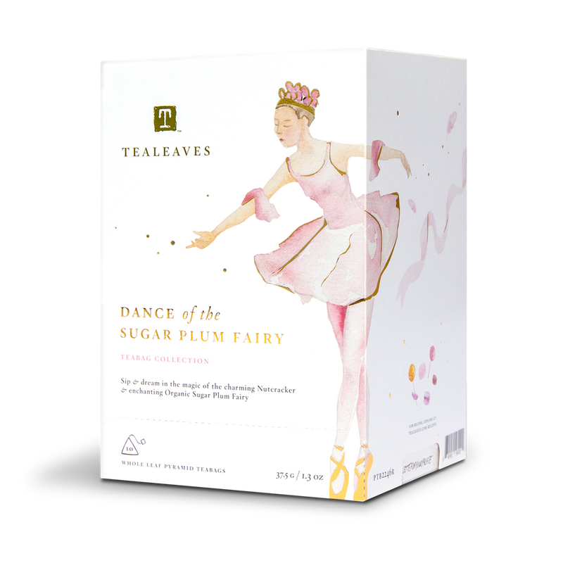 TEALEAVES Dance of the Sugar Plum Fairy Holiday Tea Bags Gift Set. Luxury black tea. Wellness herbal tea. Premium tea bags. Compostable tea bags.