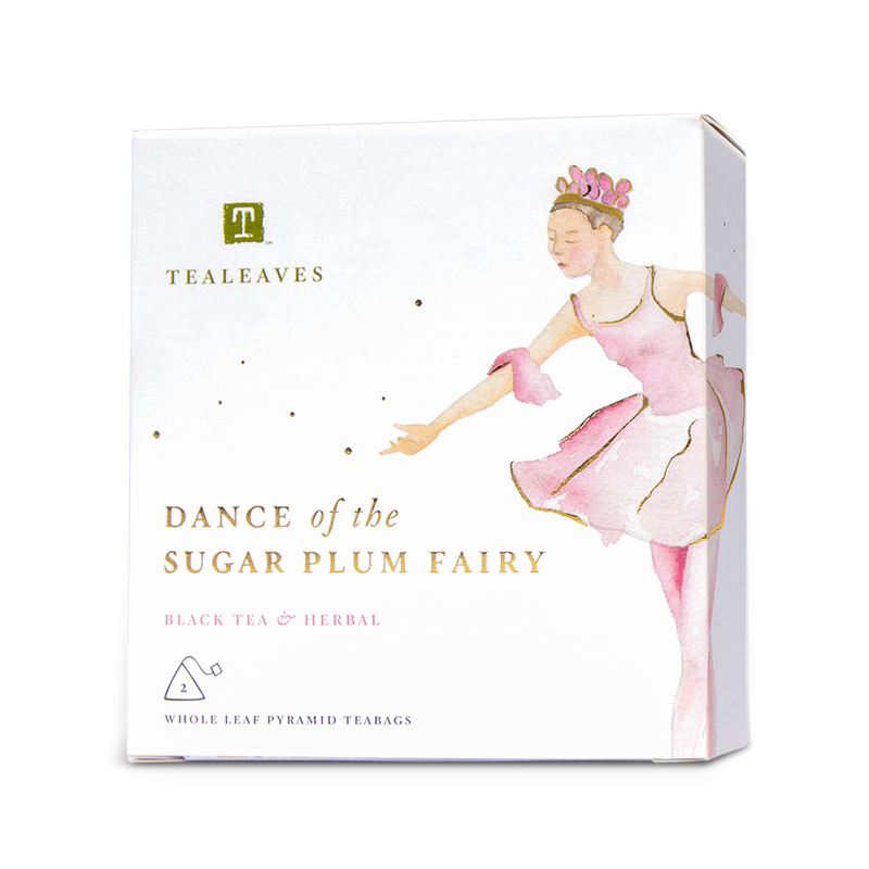 TEALEAVES Dance of the Sugar Plum Fairy Holiday Tea Bags Gift Set. Luxury black tea. Wellness herbal tea. Premium tea bags. Compostable tea bags.